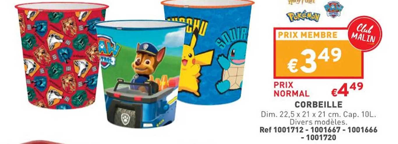 corbeille harry potter, pokémon, paw patrol