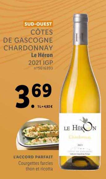 côtes de gascogne chardonnay le héron 2021 igp
