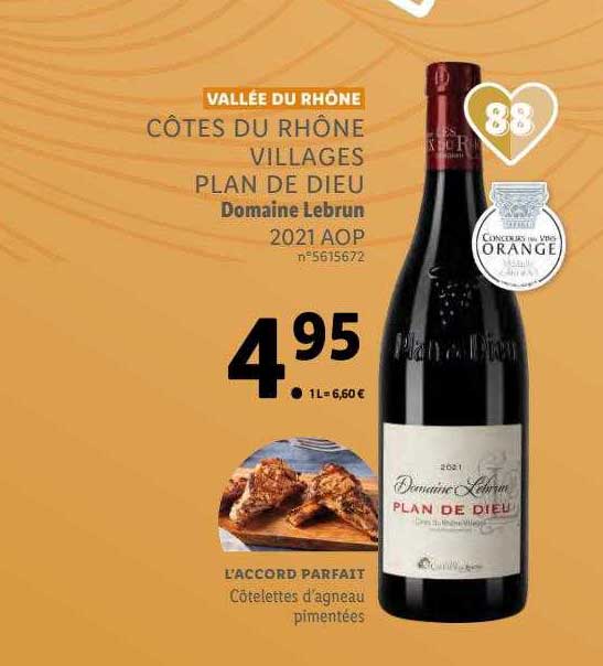 côtes du rhônes villages plan de dieu domaine lebrun 2021 aop