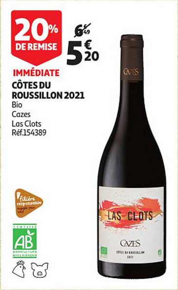 côtes du roussillon 2021 bio cazes las clots