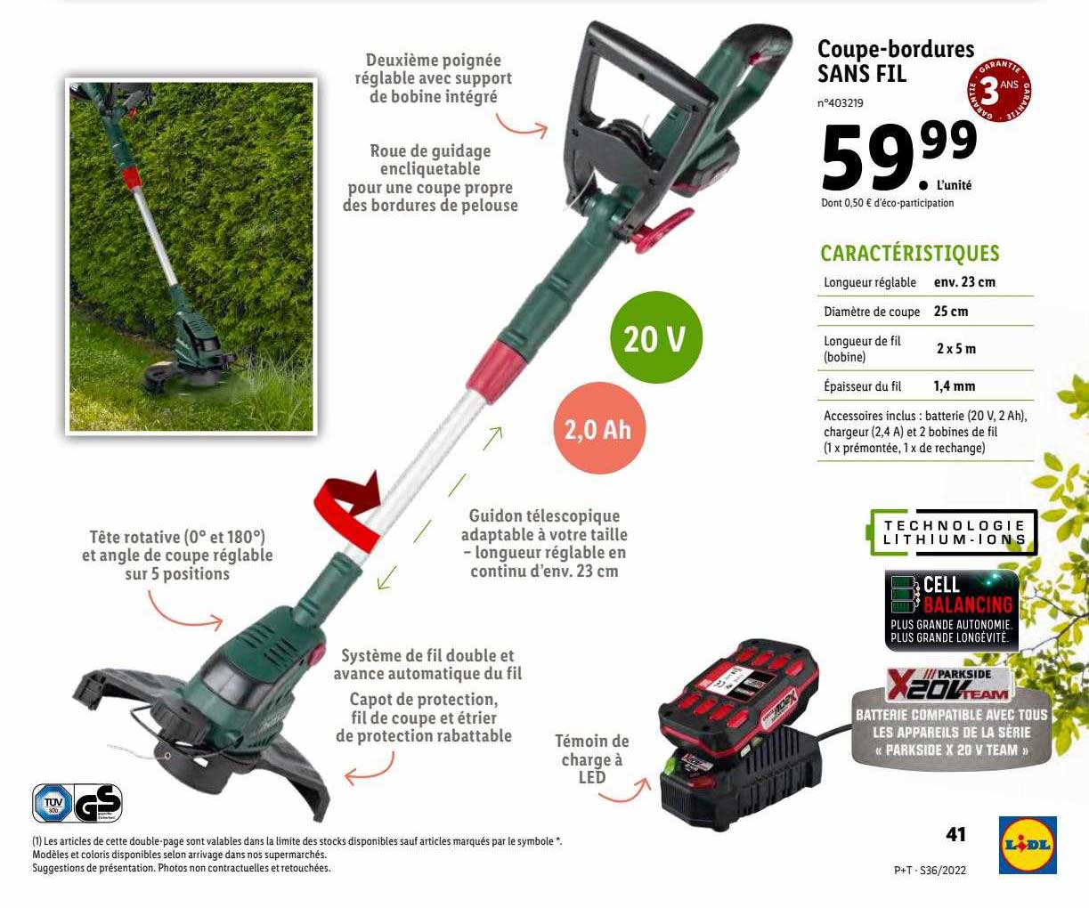 coupe-bordures sans fil parkside