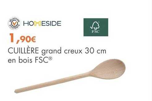 cuillère grand creux 30 cm en bois fsc homeside