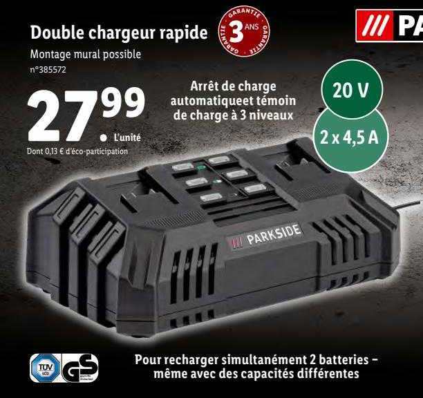 Double Chargeur Rapide Parkside