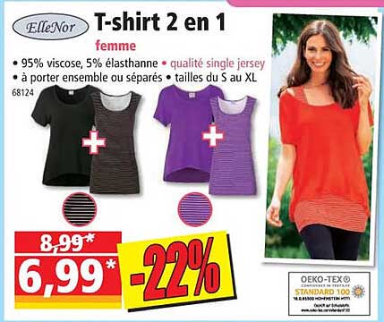 ellenor t-shirt 2en1 femme
