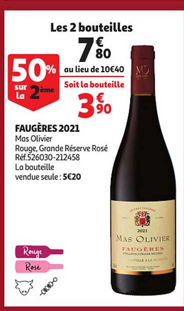 faugères 2021 mas olivier rouge, grande réserve rosé