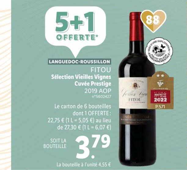 fitou sélection vieilles vignes cuvée prestige 2019 aop