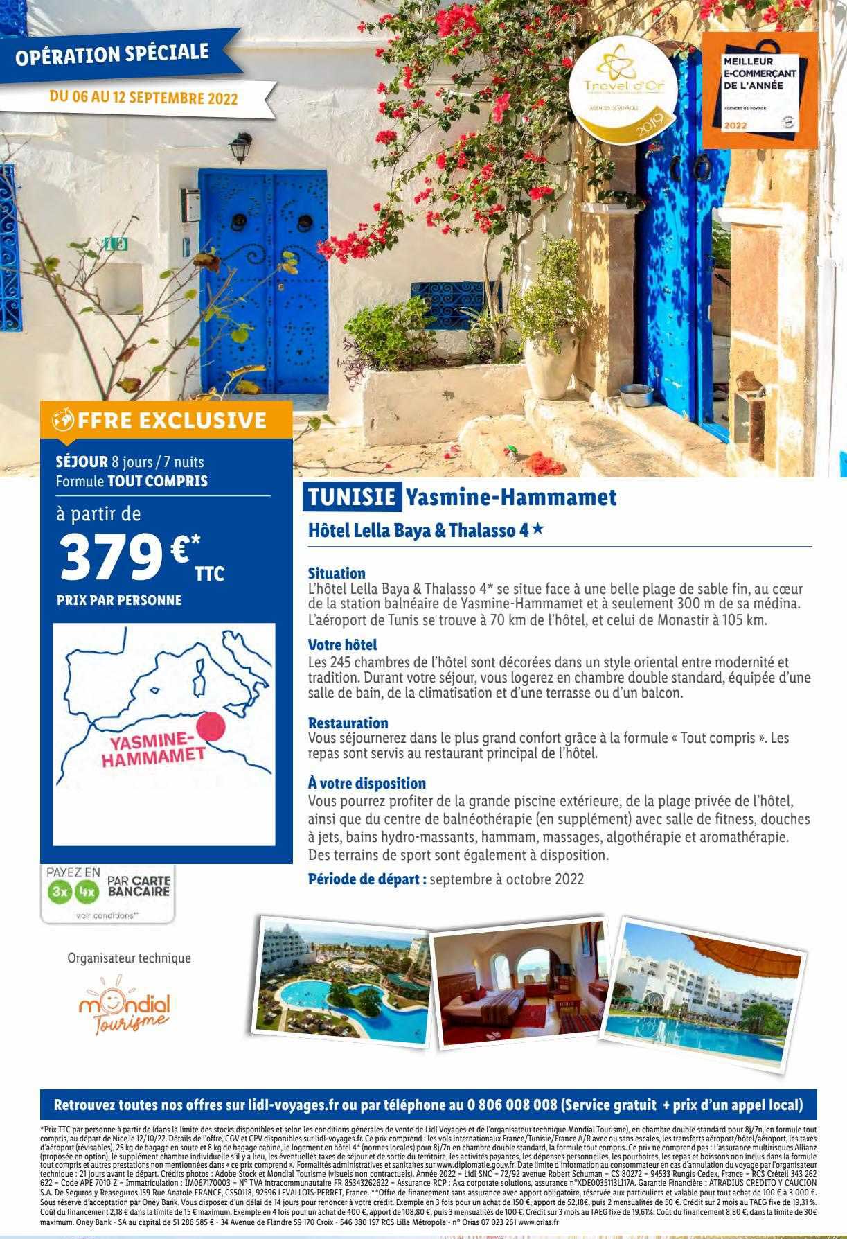 tunisie yasmine-hammamet - hôtel lella baya & thalasso 4*