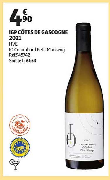 igp côtes de gascogne 2021 hve io colombard petit manseng