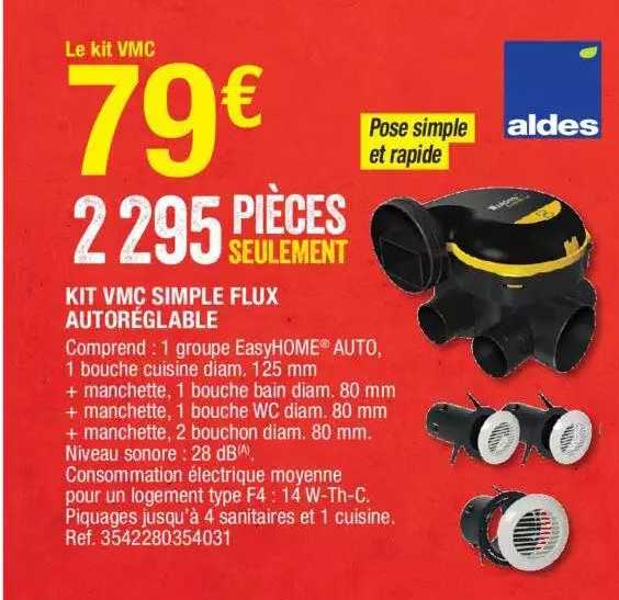 kit vmc simple flux autoréglable aldes