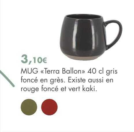 mug «terra ballon» 40 cl gris foncé en grès