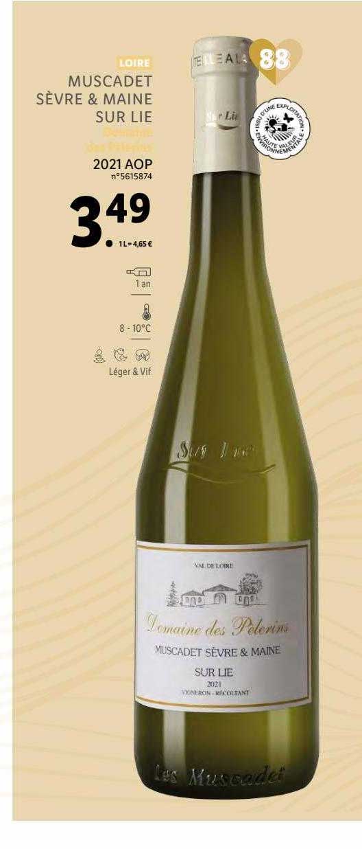 muscadet sèvre & maine sur lie domaine des pélerins 2021 aop