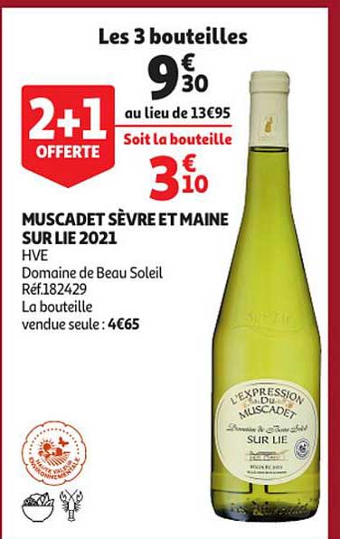muscadet sèvre et maine sur lie 2021 hve domaine de beau soleil