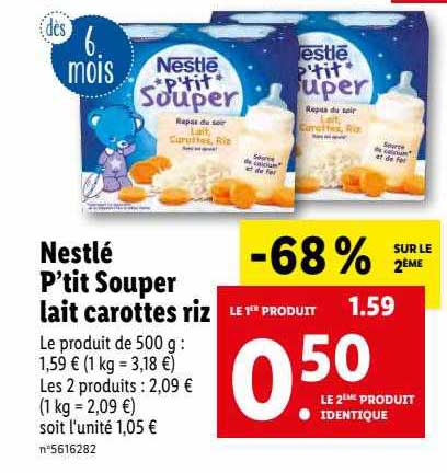 nestlé p'tit souper lait carottes riz