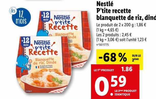 nestlé p'tite recette blanquette de riz, dinde