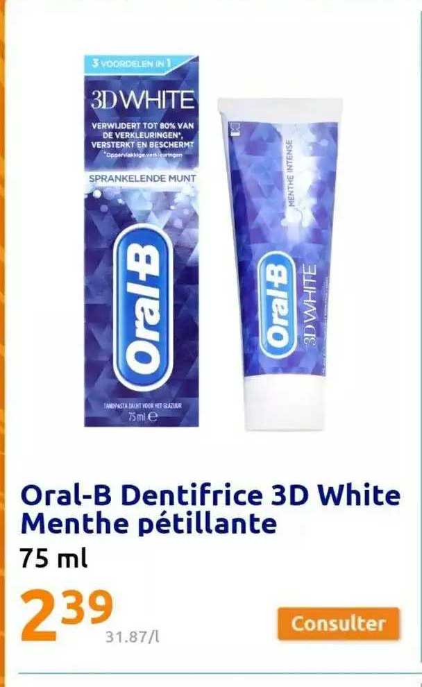 Oral-b Dentifrice 3d White Menthe Pétillante