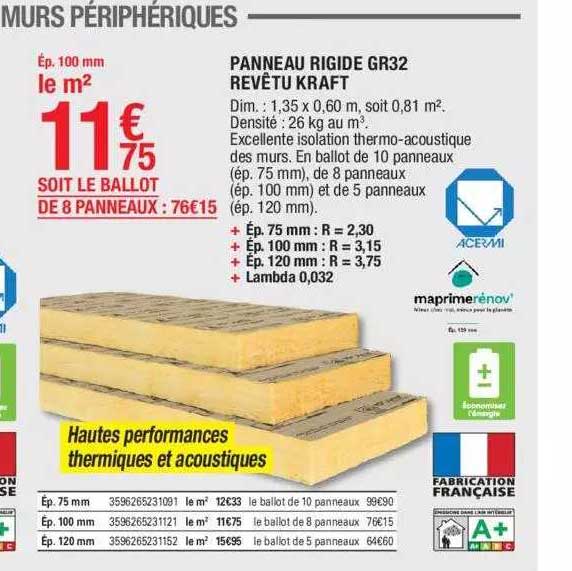 panneau rigide gr32 revêtu kraft