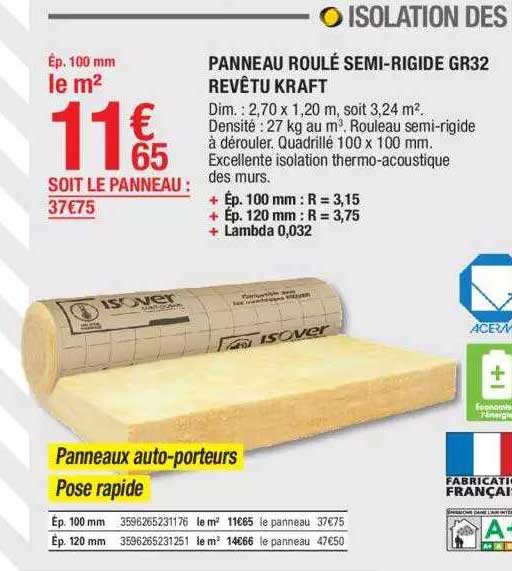 panneau roulé semi-rigide gr32 revêtu kraft