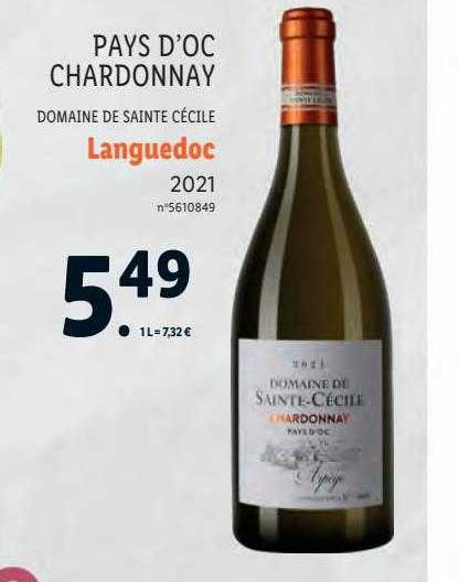 pays d'oc chardonnay domaine de sainte cécile languedoc 2021