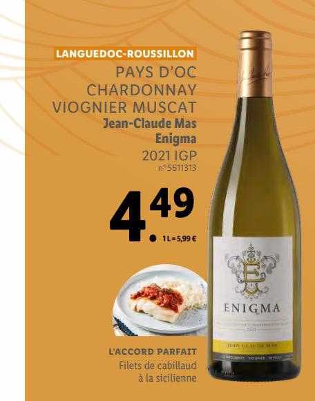 pays d'oc chardonnay viognier muscat jean-claude mas enigma 2021 igp