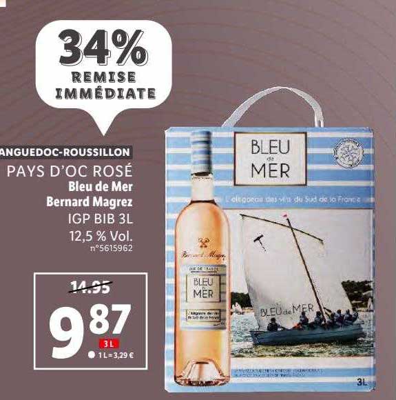 pays d'oc rosé bleu de mer bernard magrez igp bib 3l 12,5% vol.