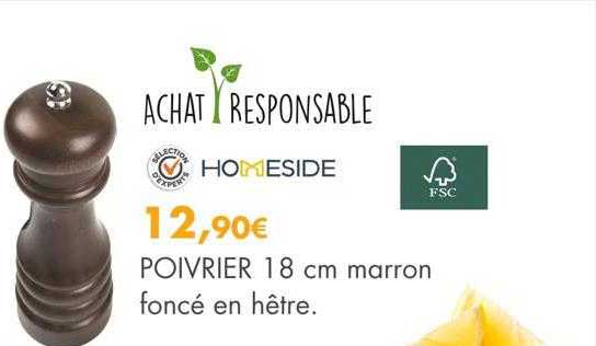 poivrier 18 cm marron foncé en hêtre homeside