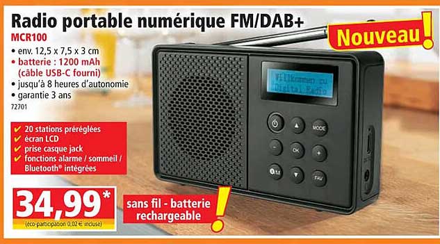 radio portable numérique fm ou dab+