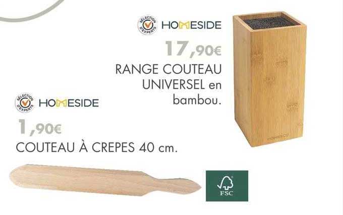 Range Couteau Universel En Bambou Homeside, Couteau à Crêpes 40 Cm Homeside