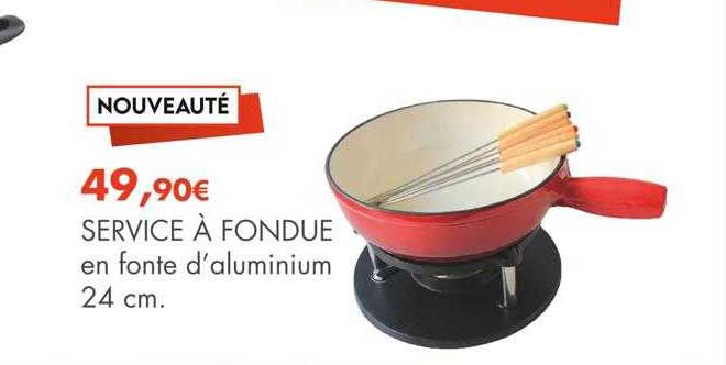 service à fondue en fonte d'aluminium 24 cm