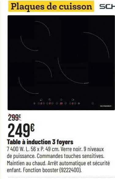 table à induction 3 foyers