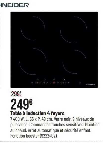 table à induction 4 foyers