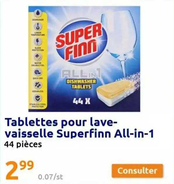 tablettes pour lave-vaisselle superfinn all-in-1