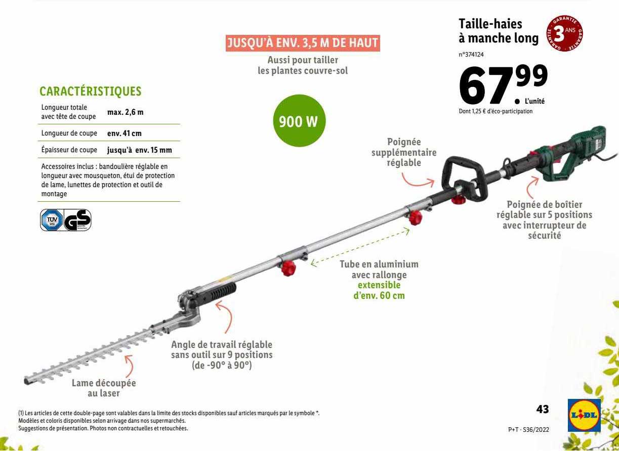 taille-haies à manche long parkside