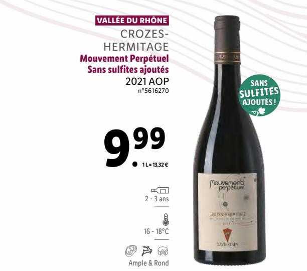 vallée du rhône crozes-hermitage mouvement perpétuel sans sulfites ajoutés 2021 aop