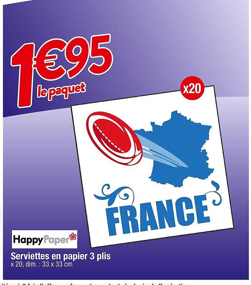 serviettes en papier 3 plis happy paper