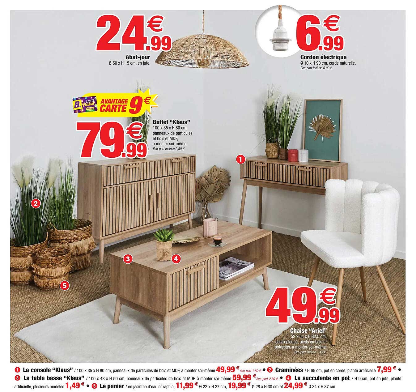 abat-jour, buffet "klaus", cordon électrique, chaise "ariel"