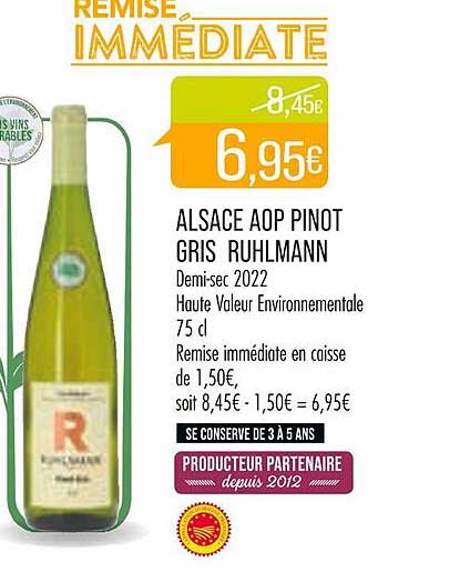 alsace aop pinot gris ruhlmann 2022