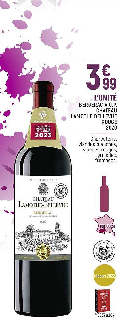 bergerac a.o.p. château lamothe bellevue rouge 2020