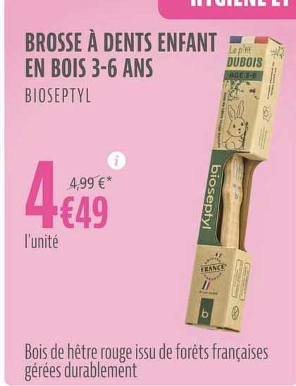 brosse à dents enfant en bois 3-6 ans bioseptyl