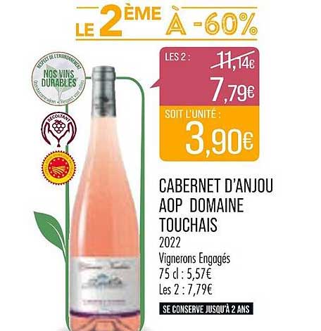 cabernet d'anjou aop domaine touchais 2022
