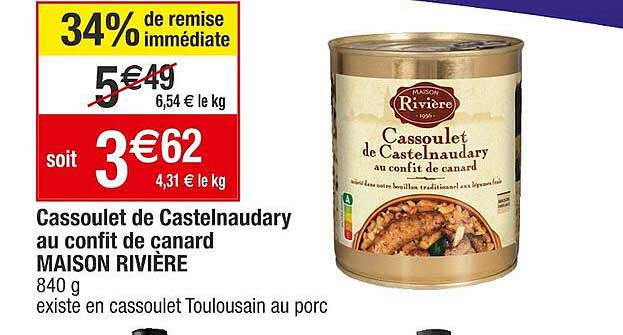 Cassoulet De Castelnaudary Au Confit De Canard Maison Rivière
