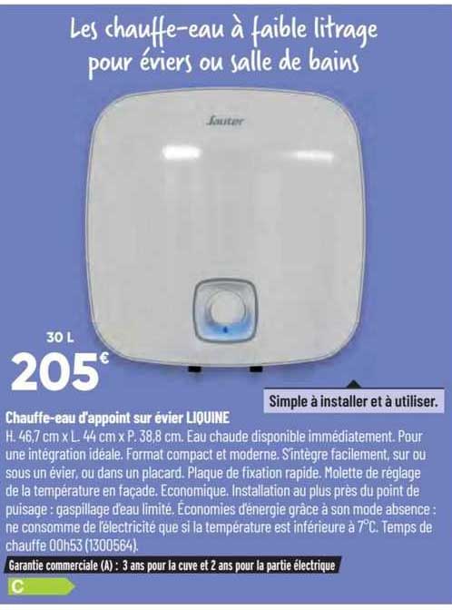 chauffe-eau d'appoint sur évier liquine