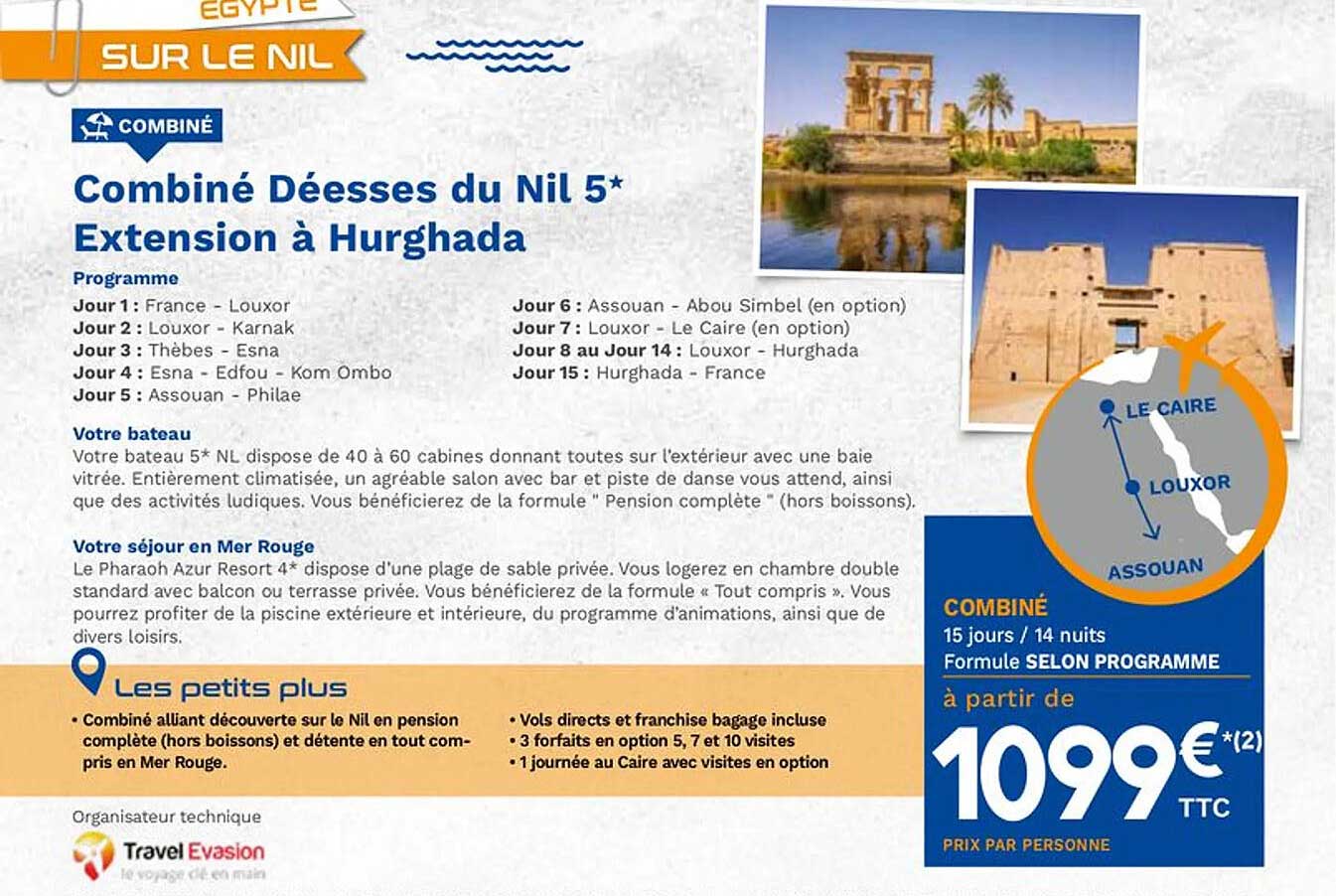 combiné déesses du nil 5* extension à hurghada