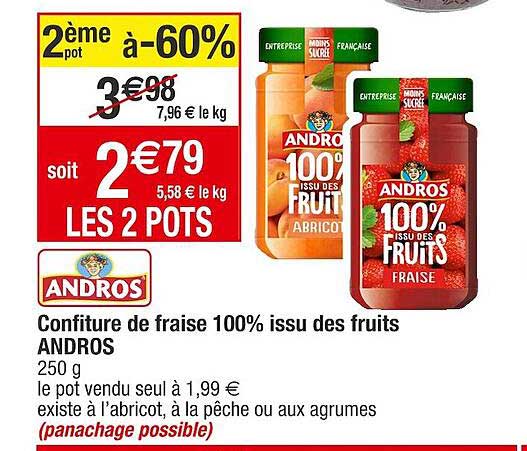 confiture de fraise 100% issu des fruits andros