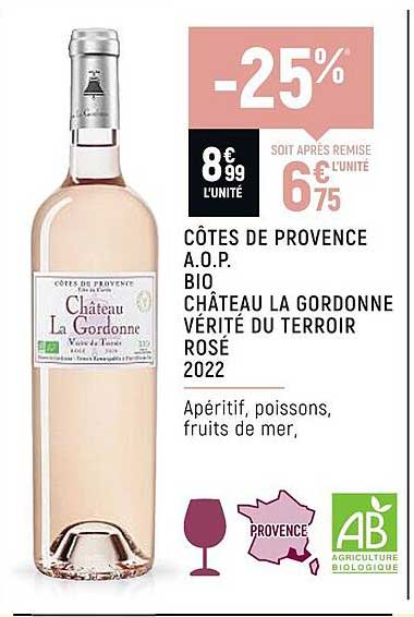 côtes de provence a.o.p. bio château la gordonne vérité du terroir rosé 2022