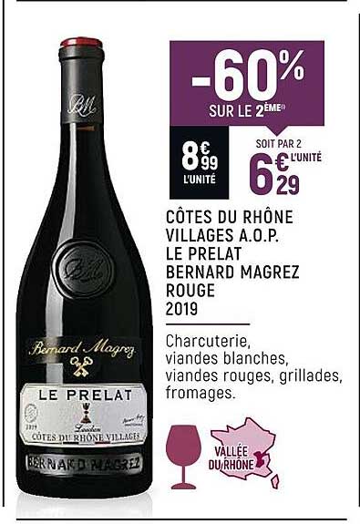 côtes du rhône villages a.o.p. le prelat bernard magrez rouge 2019