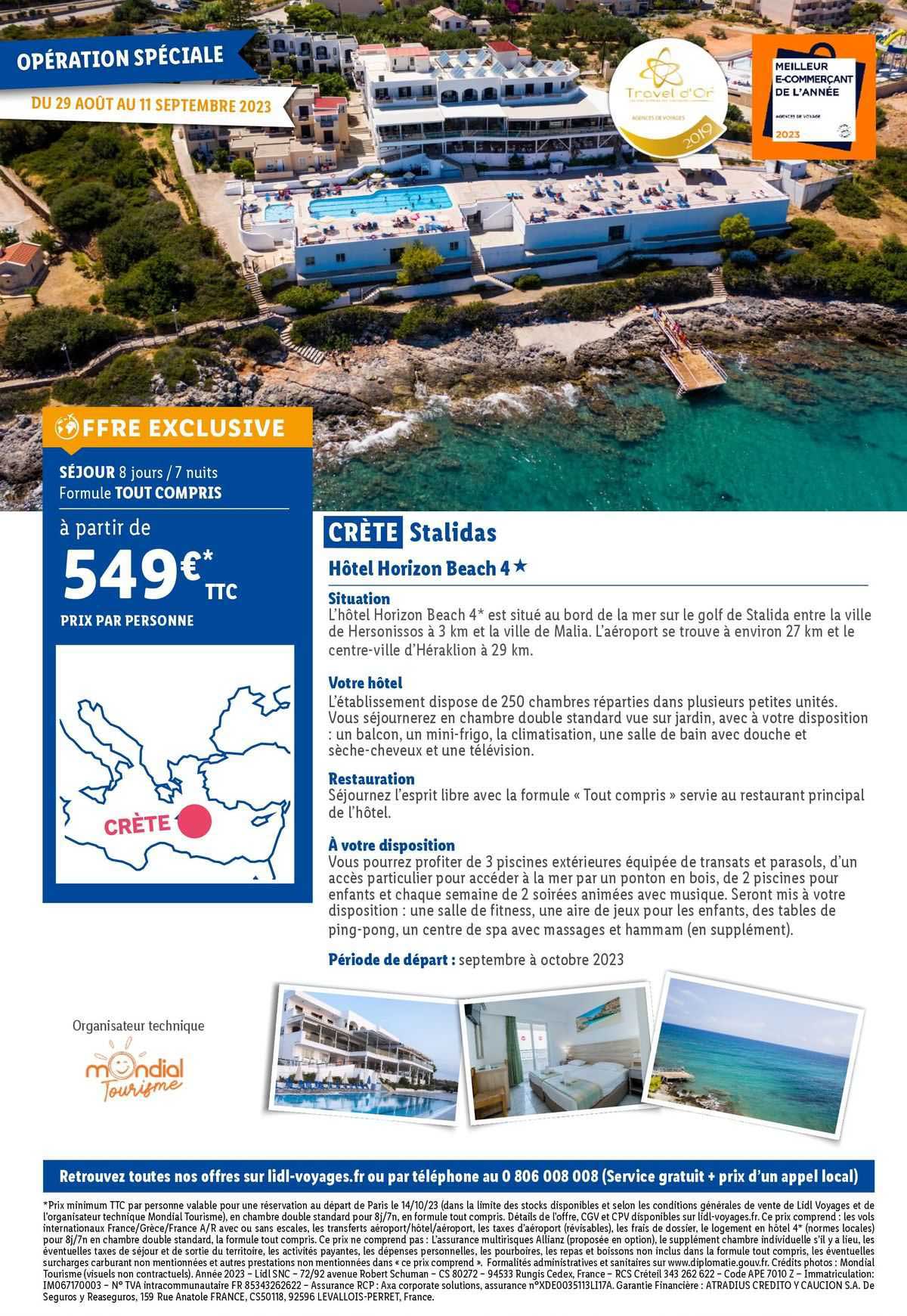 crète stalidas : hôtel horizon beach 4*