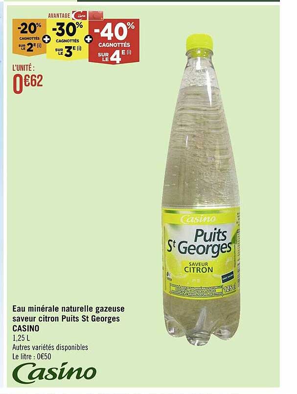 eau minérale naturelle gazeuse saveur citron puits st georges casino
