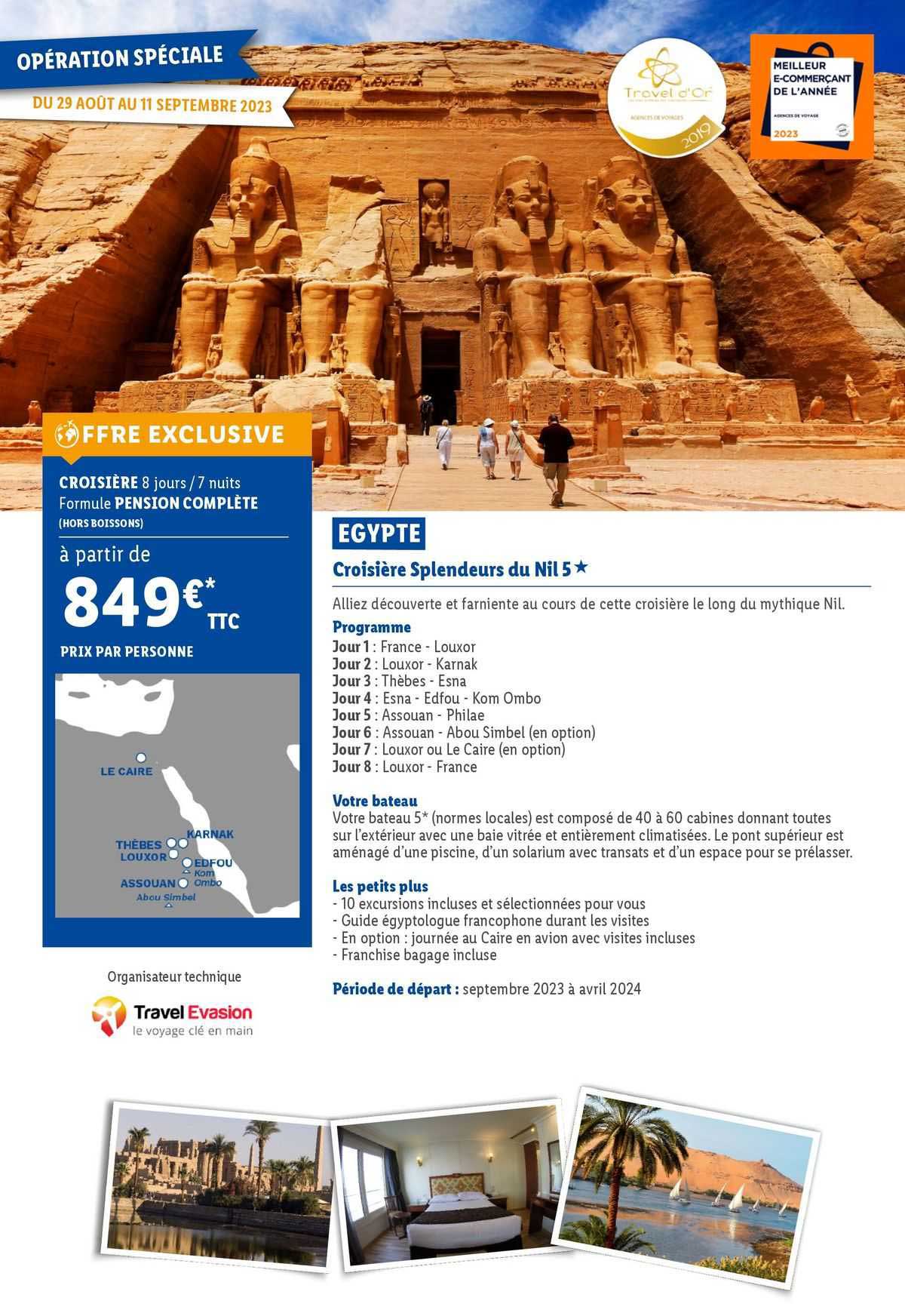 egypte : croisière splendeurs du nil 5*