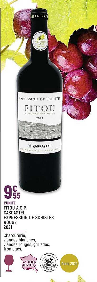 fitou a.o.p. cascastel expression de schistes rouge 2021