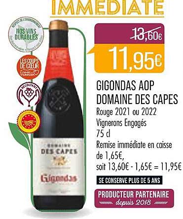 gigondas aop domaine des capes rouge 2021 ou 2022